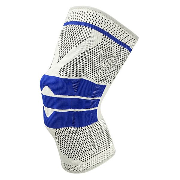 

1pc spring sports knitted compression silicone elastic knee support patella knee protector brace basketball pad, Black;gray