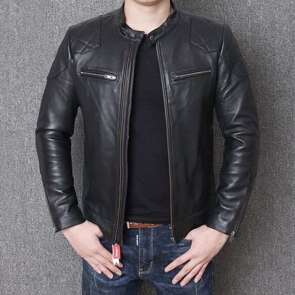 

real picture man's sheepskin leather jackets american and european style men's jacket and coats oversized streetwear xxxxl a772, Black