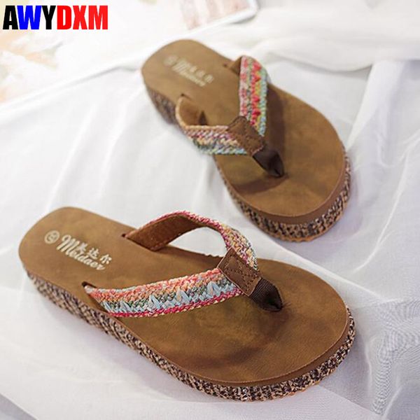 

beach flip flops women summer clip toe shoes fashion mixed colors flat platform slipper ladies soft comfort slippers female 2020, Black