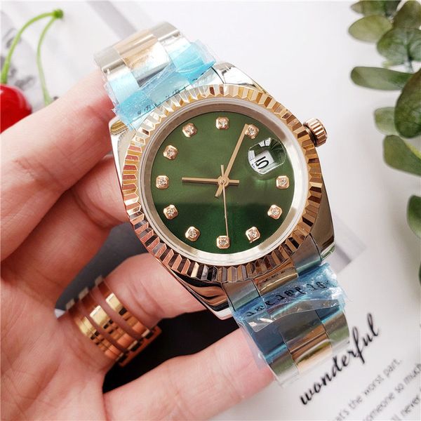 

2019 brand new luxury men's and women's diamond-encrusted watches automatic stainless steel mechanical watches fashion casual, Slivery;brown