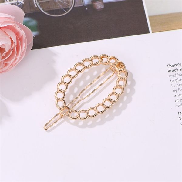 

minimalism temperament metal hairpins ellipse hollow bangs clip korean cute long barrettes women fashion hair accessories, Golden;white