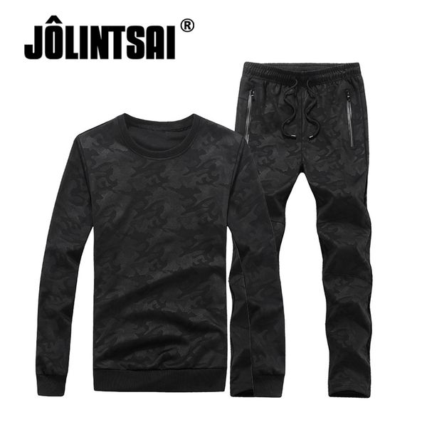 

male casual pullovers+pants men's tracksuits sets new camouflage printed sportswear 2017 autumn 2 piece set men's sporting suit, Gray