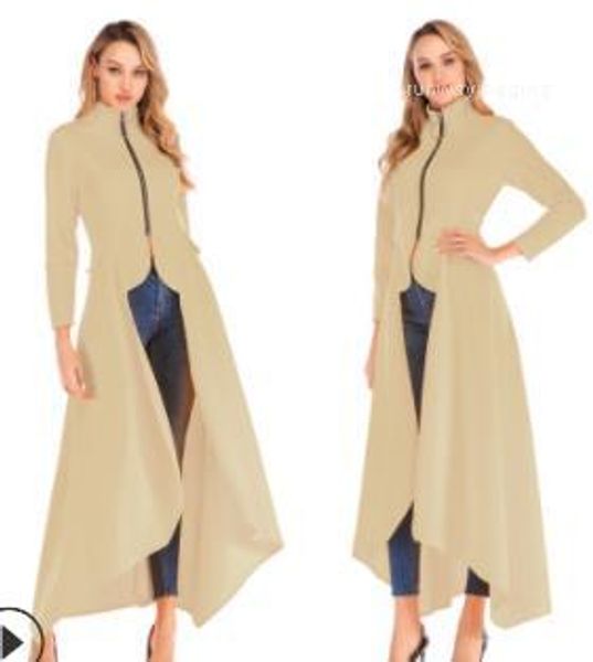 

coats women designer casual long jackets spring new zipper slim fit irregular solid blazer jacket famale, Black;brown