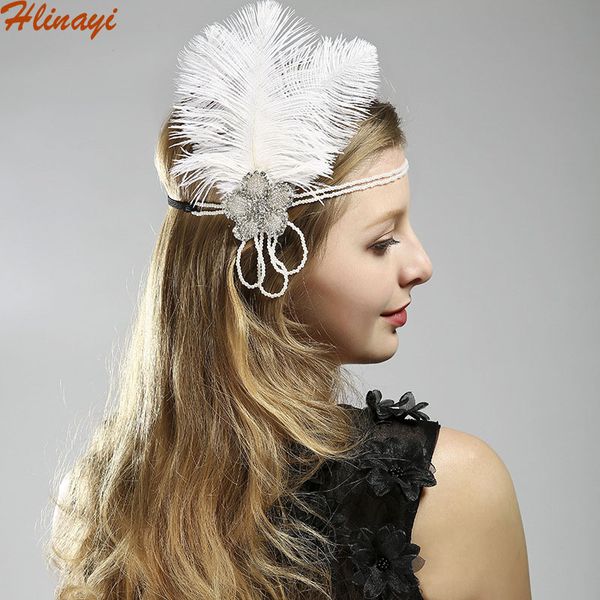 

hlinayi 2019 euro-american feather hat ladies'banquet dress accessories, Blue;gray