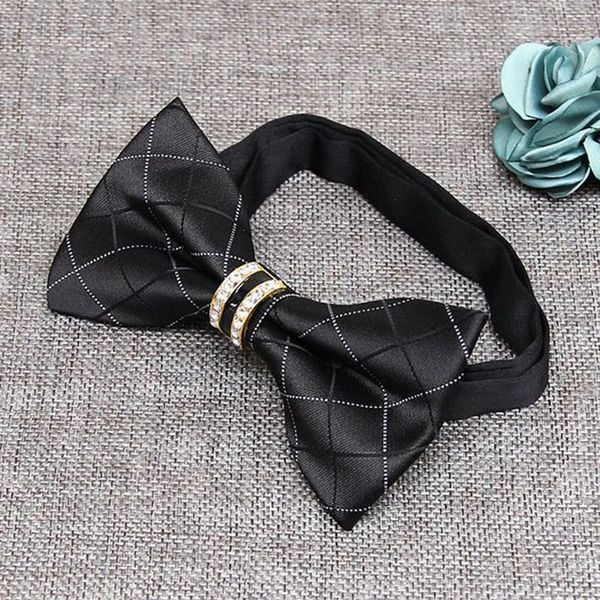 

2018 metal crystal wedding bow tie men women butterfly knot cravat black purple blue jujube red groom party banquet meet club, Blue;purple