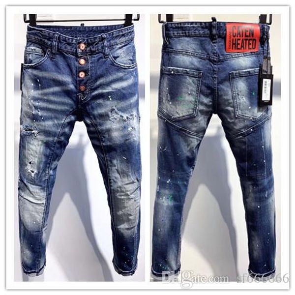 

2020 новый бренд модных европейских и американских мужских повседневных джинсов, высококачественная стирка, чистая ручная шлифовка, оптимиза, Blue