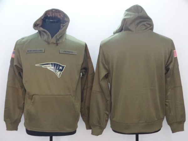 

2018 New England Sweatshirt Patriots Men Women Youth Salute to Service Sideline Therma Performance Pullover Hoodie Olive