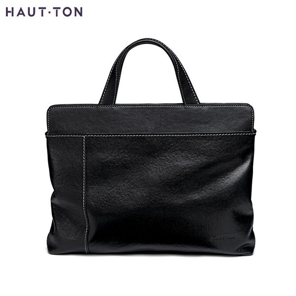 

новый мужской портфель кожаная горизонтальная сумка компьютерная сумка большой емкости бизнес досуг мужская сумка