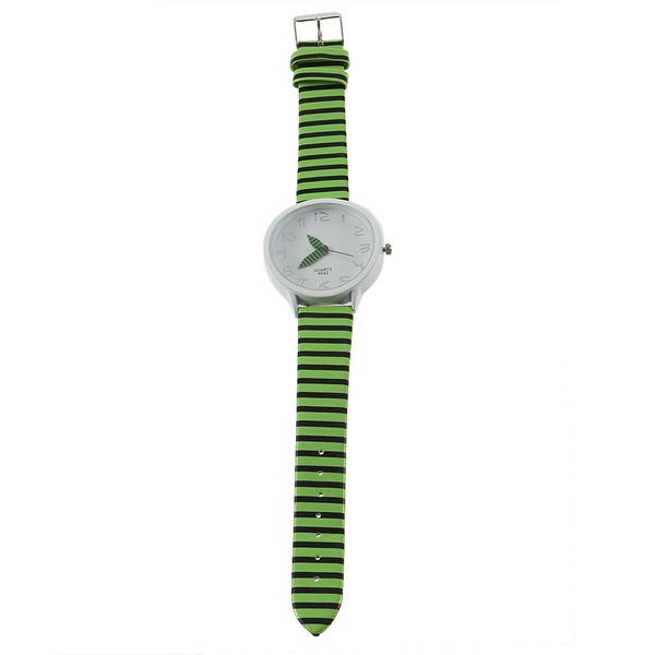 

new ladies fashion color stripes strap wrist watch for women, Slivery;brown