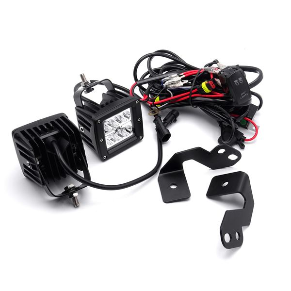 

a-pillar brackets wiring kit with rocker switch & 18w spot led light pods fits polaris rzr xp 1000 rzr 900 2014-2018