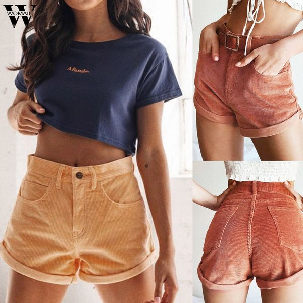 

womail women's shorts 1pc summer short casual women solid shorts slim corduroy short pocket trousers 2019 jun05, White;black