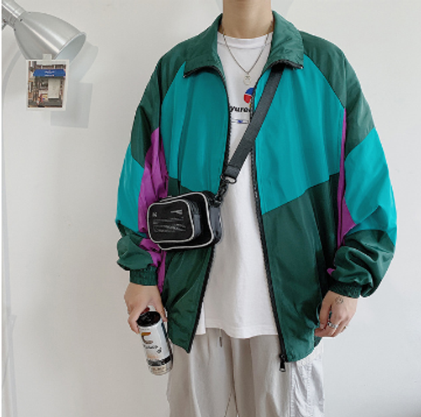 

rack jacket men's fashion hit color casual baseball uniform jackets mens streetwear wild loose hip hop bomber jacket men, Black;brown