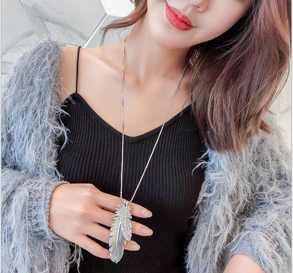 

new sweater chain long autumn and winter decorations necklace simple accessories sweater pendant, Silver