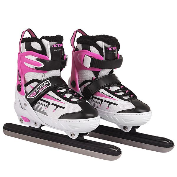 

1 pair women children ice carbon steel blade skates shoes thermal size adjustable speed skating winter sports thick fleece
