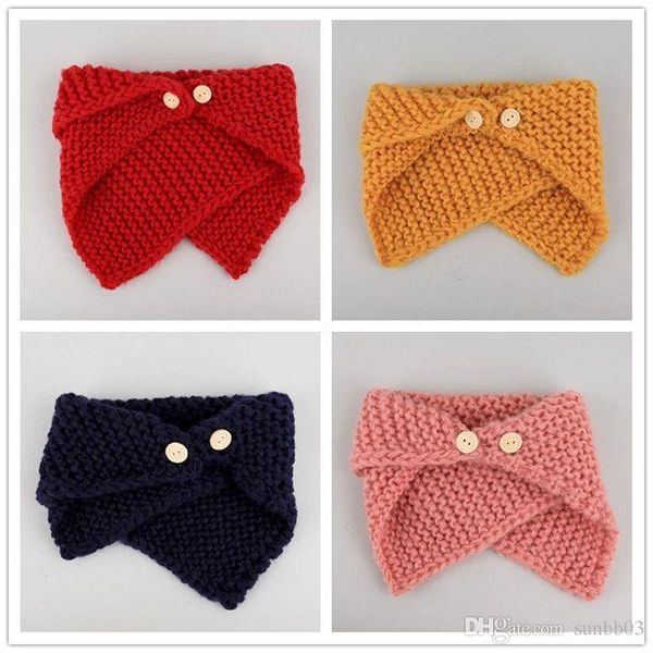 

autumn winter baby kids button neck warmer scarf wraps girls boys knitted crochet neckerchief children neck warmers m163, Red;brown