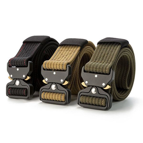 

hiking outdoor tactical belt buckle tactical belt army 1.5 inch nylon mens automatic buckle, Black;gray