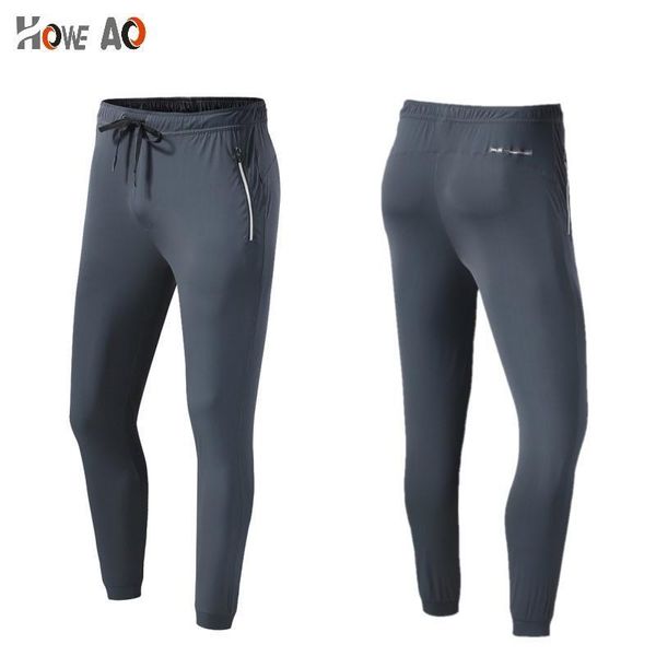 

howe ao breathable jogging pants men fitness joggers running pants with zip pocket training sport pants t200326, Black