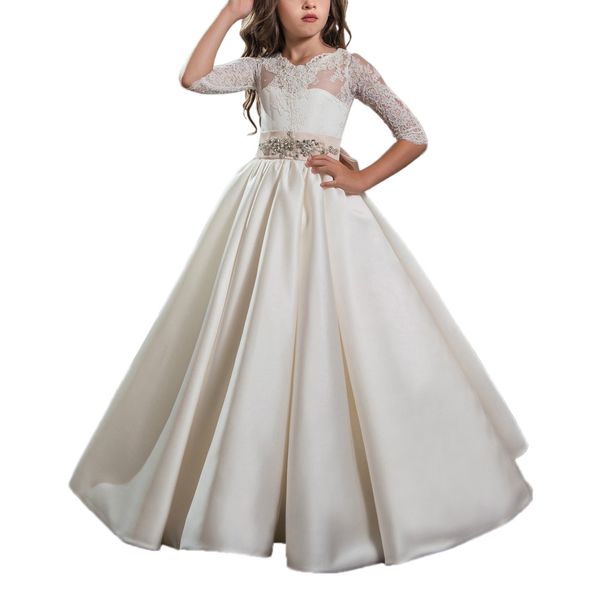 

retro children's dress with bow girls children's evening ball dresses for wedding princess dress for graduation party official eve, Red;yellow
