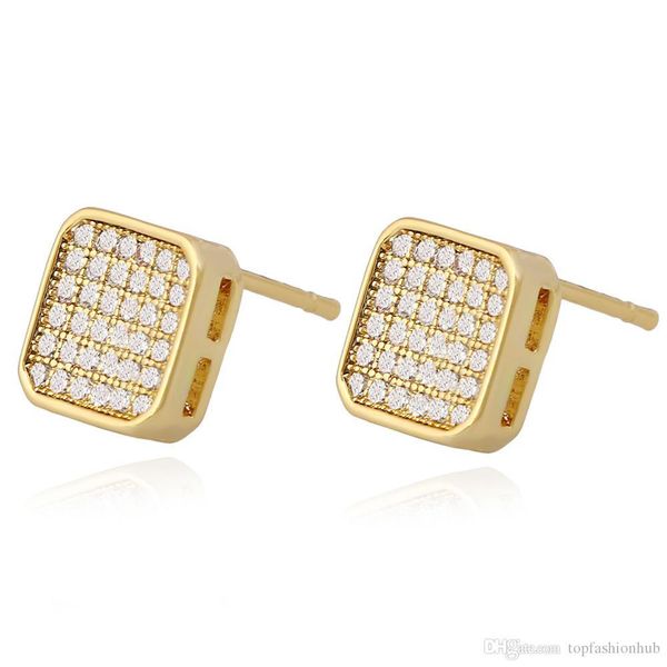 

Europe and America Hip hop fashion minimalist micro zircons square male ear studs