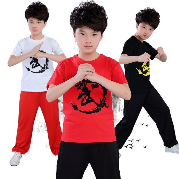 

for height 110-180cm children martial arts chinese wu kungfu training set summer clothes sets taiji boxing performance suits, White