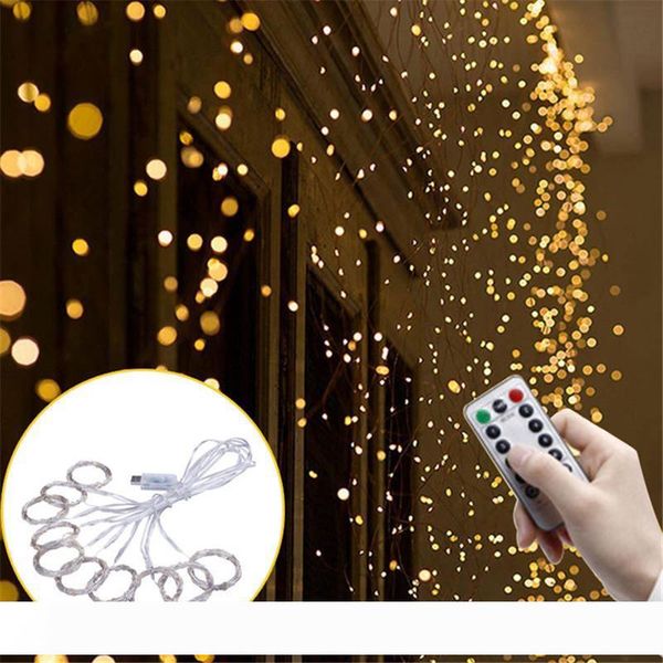 

remote control window usb curtain lights copper wire 3x3m 300 led fairy string lights christmas light wedding party garland decorations