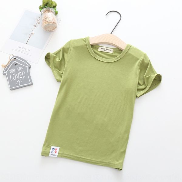 

modal children's clothing t- solid color children's wear short-sleeved base shirt thin half-sleeved t-shirt for boys and girls, Blue