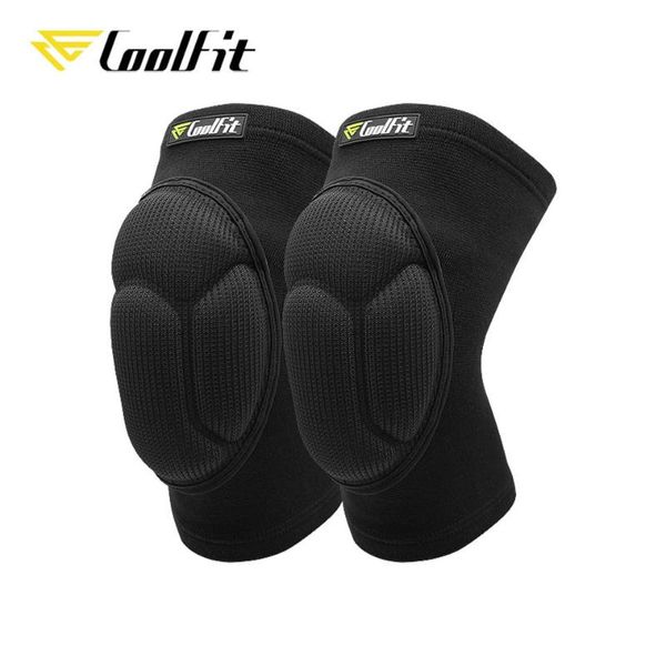 

elbow & knee pads coolfit 1 pair protective thick sponge football volleyball extreme sports anti-slip collision avoidance kneepad brace, Black;gray