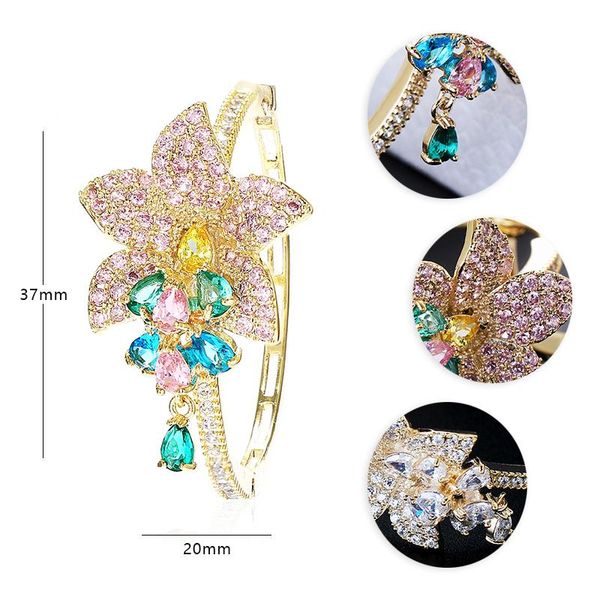 

luxury flower earrings for women zircon round hoop earrings gold plating xiumeiyizu new fashion jewelry export brazil t200225lp, Golden