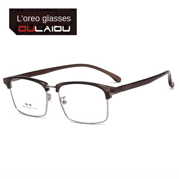 

l'oreo myopia 2731 eyebrows tr90 metal half ball-breaking glasses frame new men's and women's myopia glasses frame, Silver