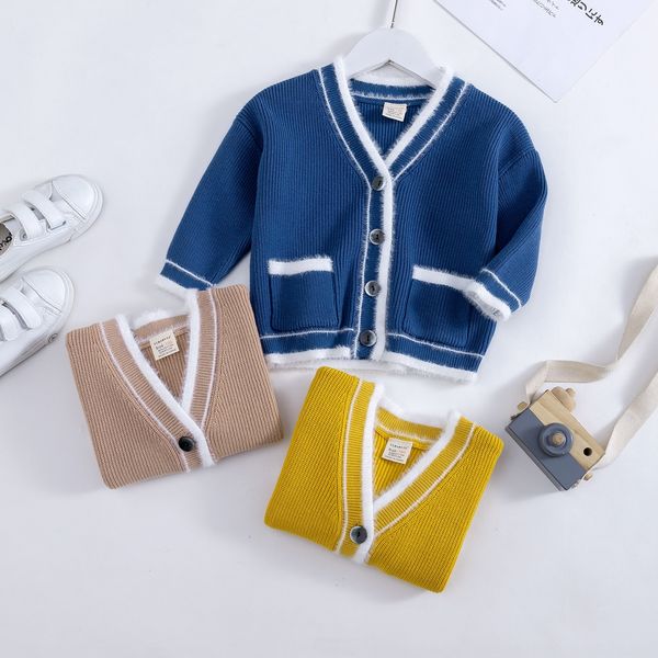 

ины стиль корейских детей кардиган свитер мужчин женщин детей свитер милый обычный новый детский, Blue