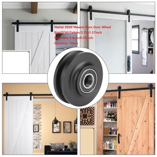 

10 piece barn door wheel cabinet hanging runner pulley hook easy to install