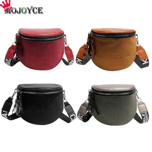 

fashion crossbody bag for women pu leather messenger shoulder saddle bags lady semicircle zipper handbags