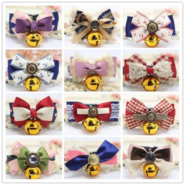 

dhl cat collars with bells bow tie cats bow tie safety elastic bowtie bell multi colors pet supplies puppy kitten bell bowknot collar
