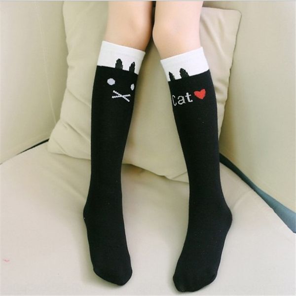 

autumn children's over-knee high-tube girls fashionable straight long-tube cotton cotton socks cartoon socks without heel, Pink;yellow