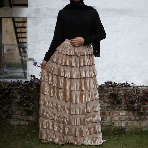 

faldas mujer moda 2019 plus size high waist tutu maxi pleated skirt women long skirts womens muslim clothing jupe longue femme