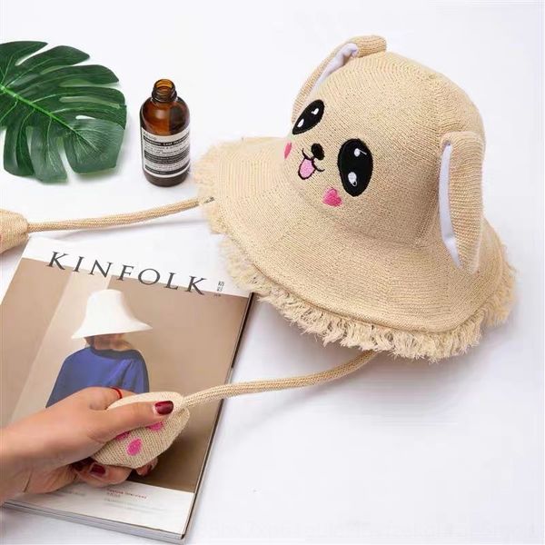 

tiktok ear moving sun cute rabbit knitted air bag knitted airbag hat burr tassel sun hat panda, Yellow