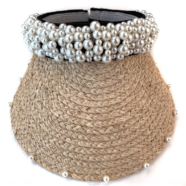 

seaside lafite pearl empty plaited empty pearl straw hat no wide eaves weft plaited straw hat, Blue;gray