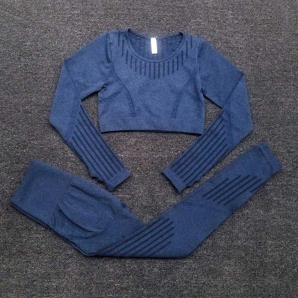 

seamless 2pcs gym set workout clothes for women long sleeve crop shirt compression fitness leggings sport yoga suits, White;red