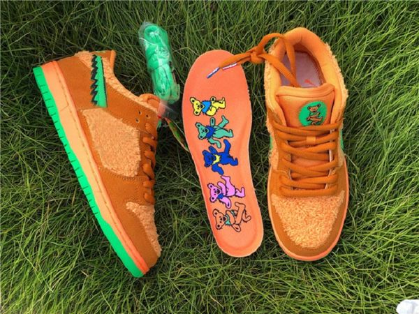 

нового качество топа grateful dead bears х sb dunk low желтого медведь дизайнер обувь мода мужчины женщина скейтбординг кроссовки size36-46