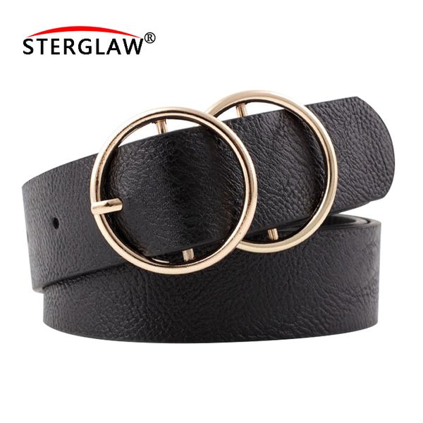 

105*3.2cm fashion double round buckle belt for women waistband for lady female belts womens ceinture femme de marque luxe n170, Black;brown