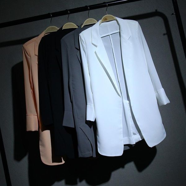 

women's suits & blazers 4 colors spring blazer jacket women casual long sleeve work suit coat office lady solid 2021 female talever, White;black