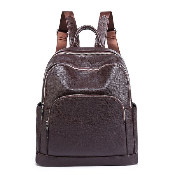 

2020 new retro leather backpack men and women travel bag fashion leather couple casual backpack