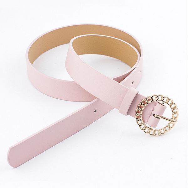 

female side round circle pin buckles belt buckle jeans wild belts for women fashion simple, Black;brown