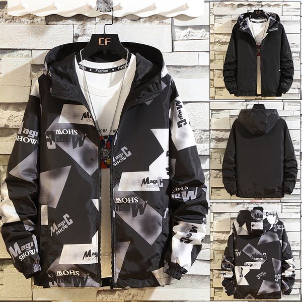 

реверсивный 2020 куртка нового способа tracksuit вскользь пальто ветровка hip hop streetwear с капюшоном куртки мужчины, Black;brown