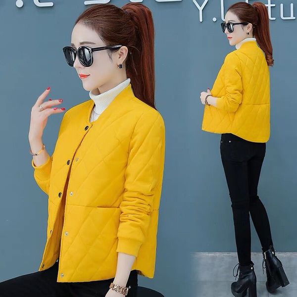 

new winter women cotton paddedd coat light warm overcoat female casual solid slim jacket outerwear fashion short parkas w373, Black