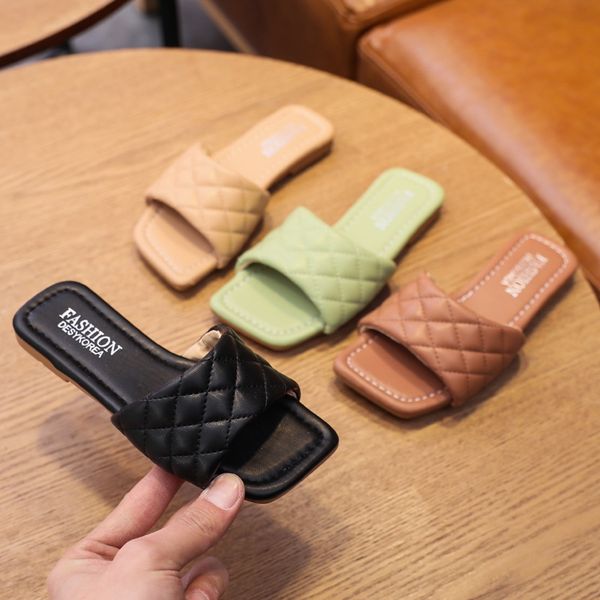 

girls' 2020 new fashion korean style children' outside slippers medium and slippers large children' foreign style indoor sh, Black;grey