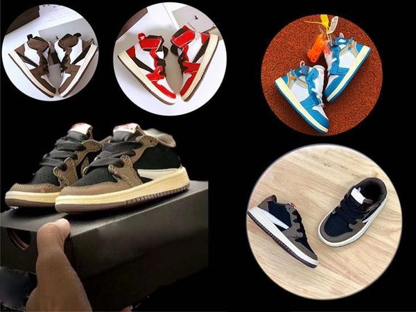 

2020 infant mocha red low travis s basketball shoe children 1s high og kids jacks 1s sneaker sports trainer baby toddler scotts shoe, Black