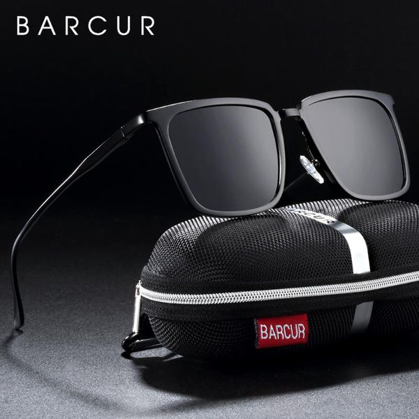 

barcur polarized square sunglasses for men aluminium magnesium sun glasses for women gift with box, White;black