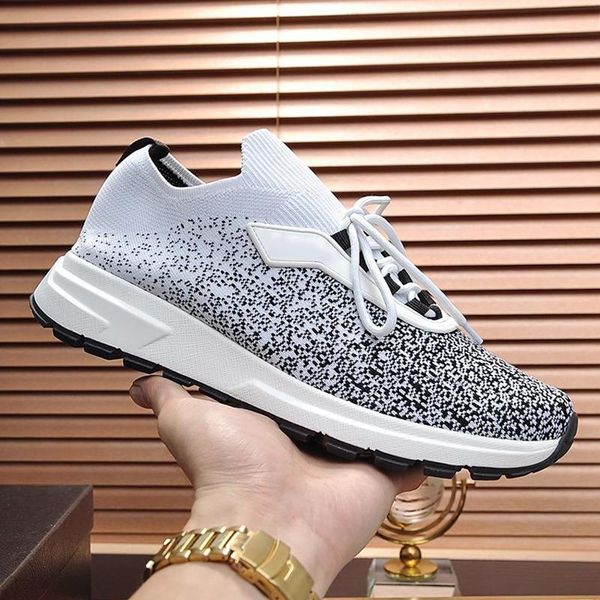 

new autumn winter men shoes casual luxury fashion footwears breathable lace -up prax 01 knit fabric sneaker with origin box scarpe da uomo j, Black