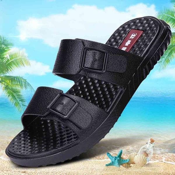 

buckle summer beach sandals and slippers large size 40-45 yards sandals men's and slippers, Black
